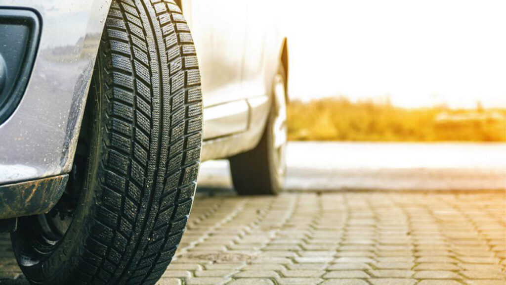 close up of the tread pattern of an all-season tyre