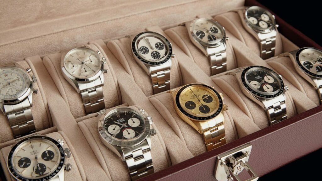 Collectible watches in a box