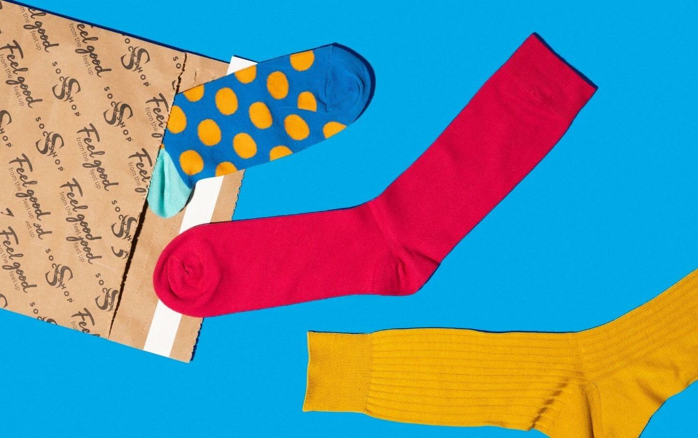 Socks in various colours and packaging
