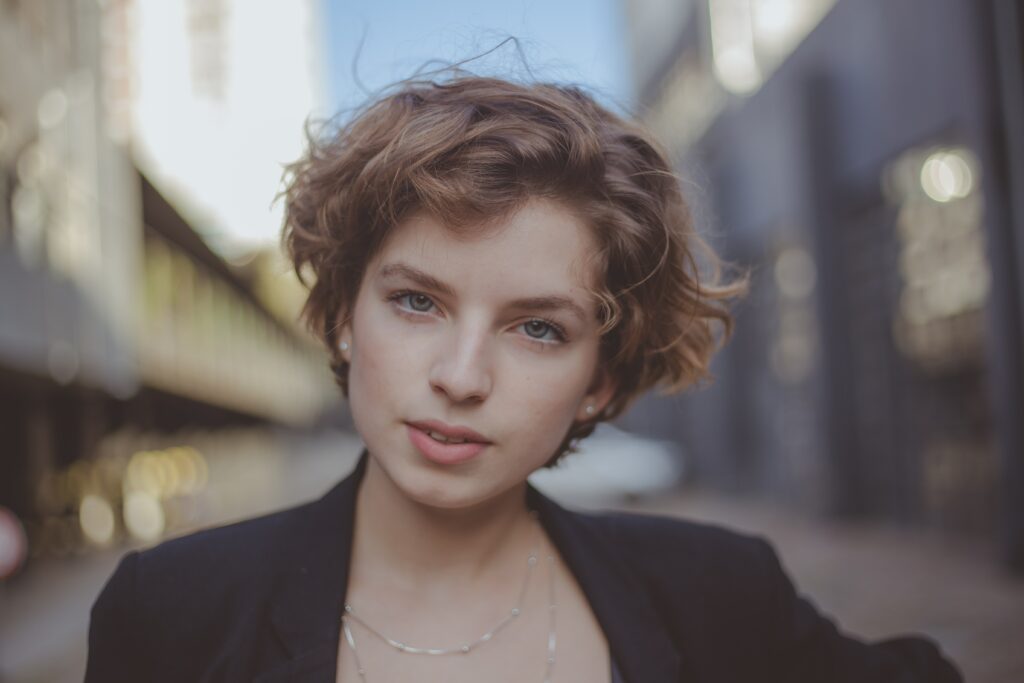 woman with short hair