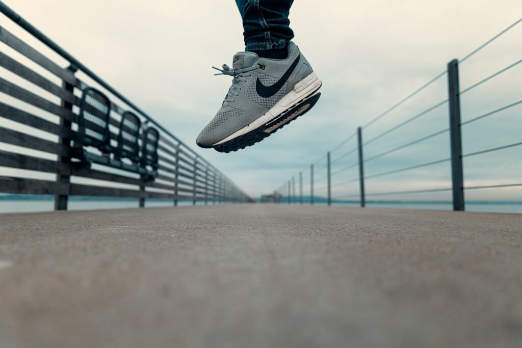 Nike trainers jumping in the air