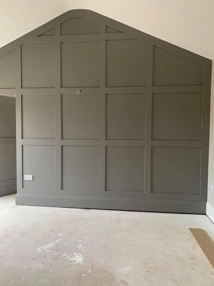 mdf panelled wall in grey