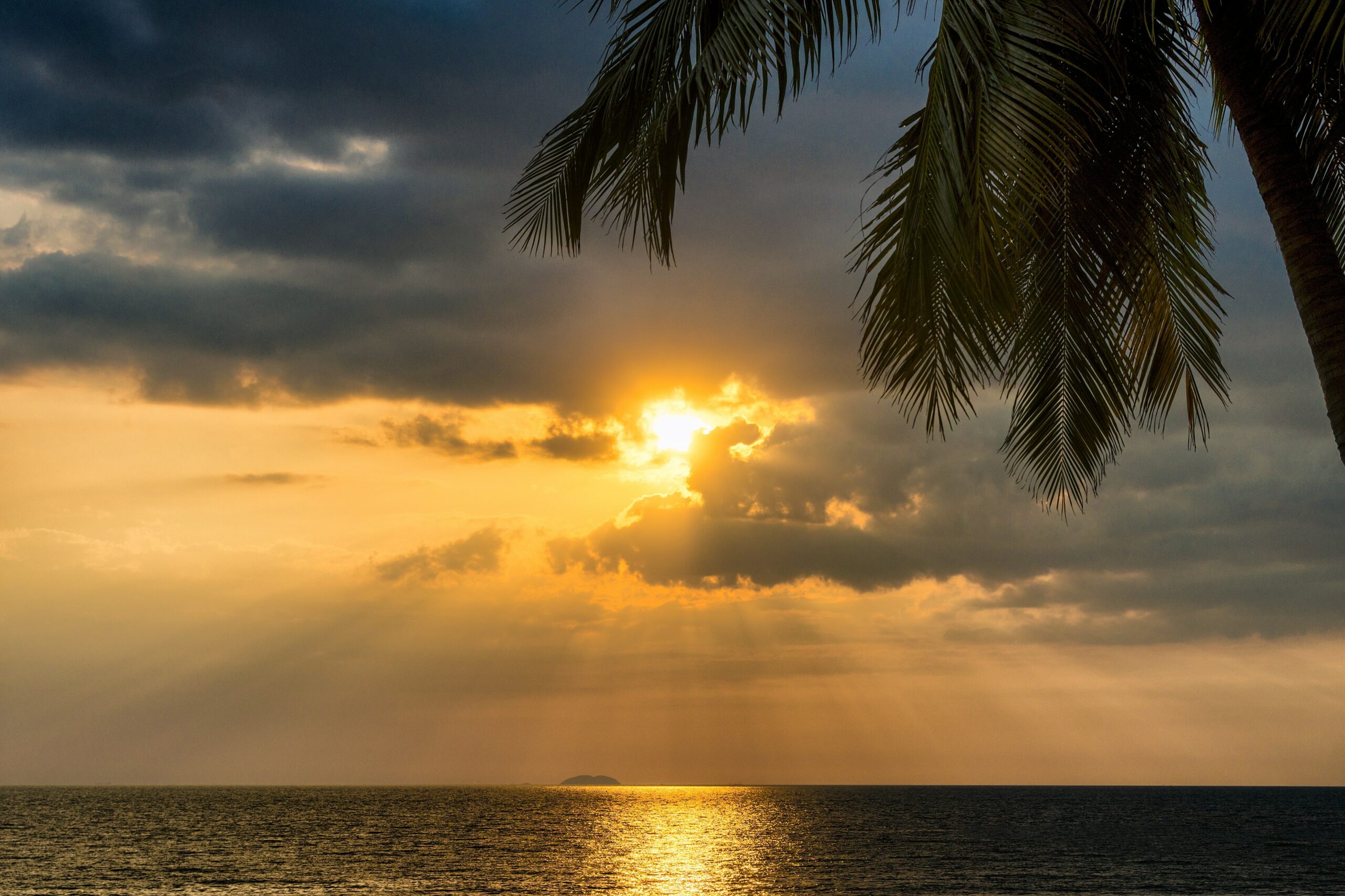 Sunset overlooking the beach and sea