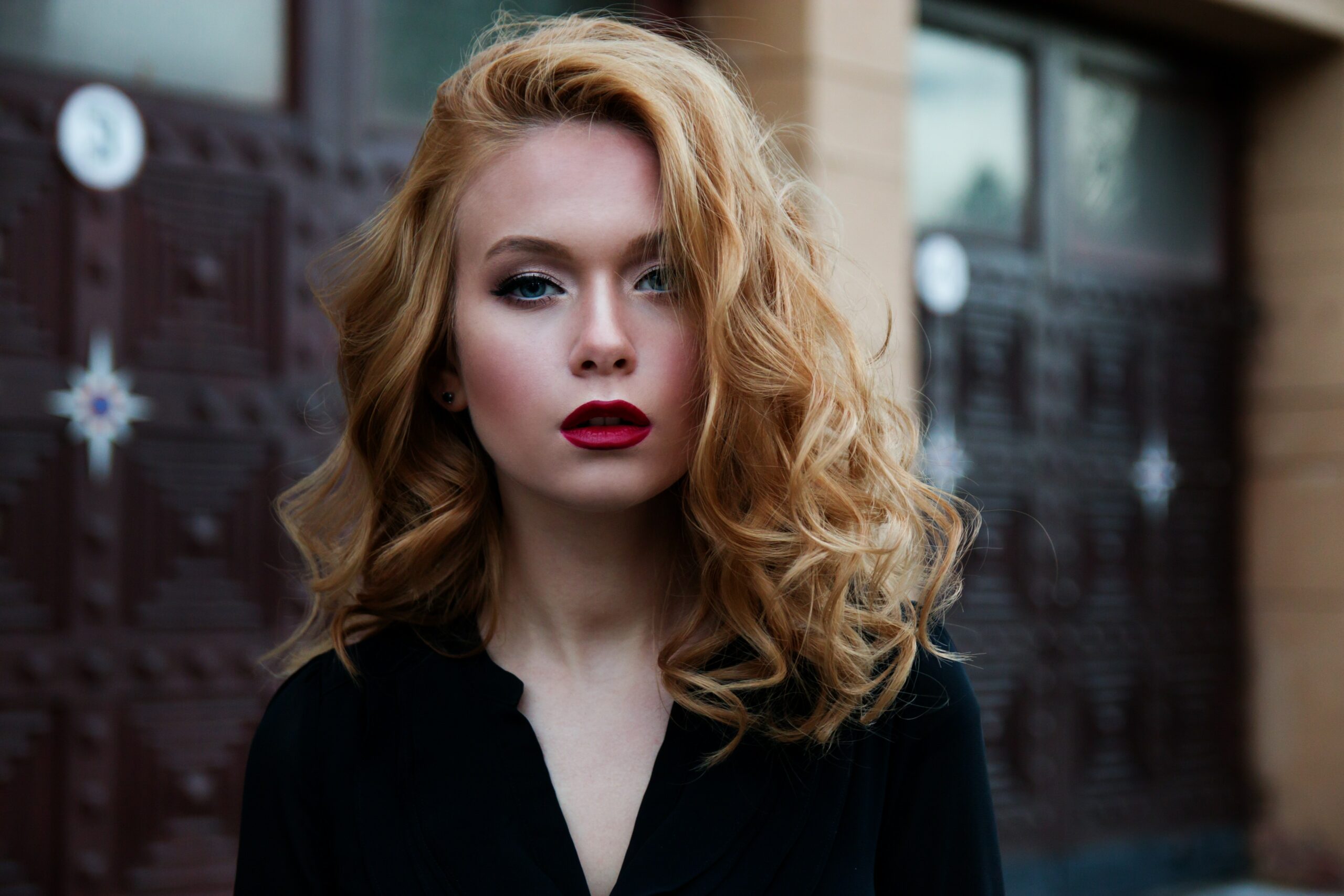 Beautiful female with ginger hair and makeup