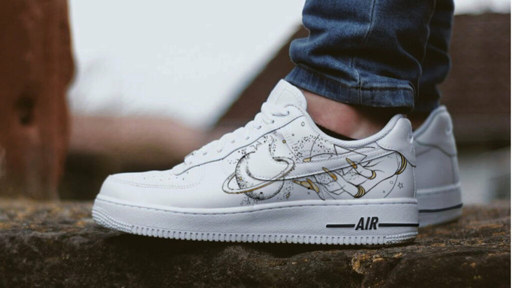 Custom white Nike Air Force 1 sneakers