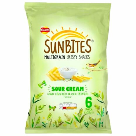 Walkers Sunbites Sour Cream Multi-Grain Snacks (Pack of 6)