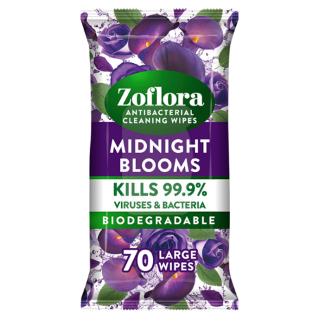 Zoflora Antibacterial Multi-Surface Cleaning Wipes Midnight Blooms (Pack of 70)