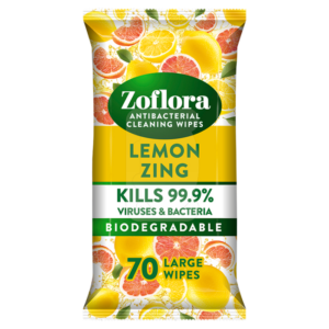 Zoflora Antibacterial Multi-Surface Cleaning Wipes Lemon Zing (Pack of 70)