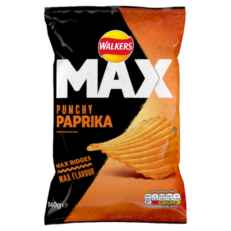 Walkers Max Punchy Paprika Sharing Crisps 140g