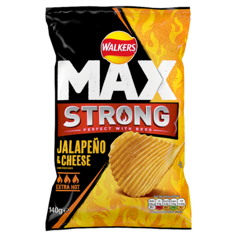 Walkers Max Strong Jalapeño & Cheese Sharing Crisps 140g