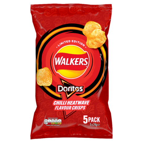Walkers Doritos Chilli Heatwave Flavour Multipack Crisps (Pack of 5)