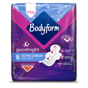 Bodyform Cour-V Ultra Night Sanitary Towels Wings (Pack of 8)