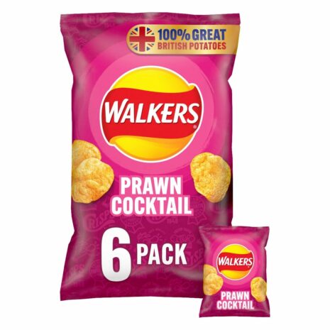 Walkers Prawn Cocktail Crisps 6 (Pack of 6)