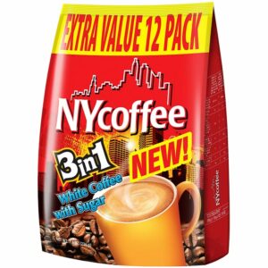 NYcoffee 3 in 1 White Coffee with Sugar (Pack of 12)
