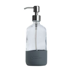 Reusable Pump Dispenser Bottle with Grey Silicone Sleeve in Glass | 500ml |