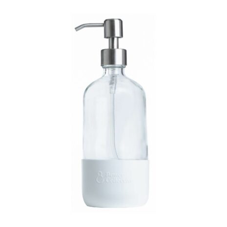 Reusable Pump Dispenser Bottle with White Silicone Sleeve in Glass | 500ml |