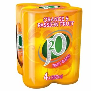 J20 Orange and Passionfruit Can 250ml 4 Pack