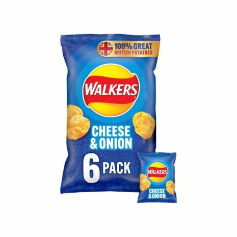 Walkers Cheese and Onion Crisps (Pack of 6)