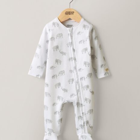 Mamas & Papas Elephant Print All-in-One with Zip