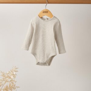 Mamas & Papas Organic Cotton Ribbed Bodysuit - Oatmeal