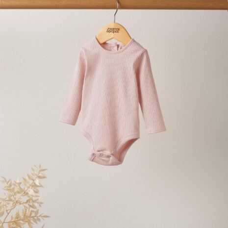 Mamas & Papas Organic Cotton Ribbed Bodysuit - Pink