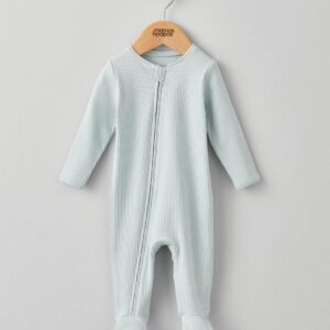 Mamas & Papas Organic Cotton Ribbed Sleepsuit - Blue