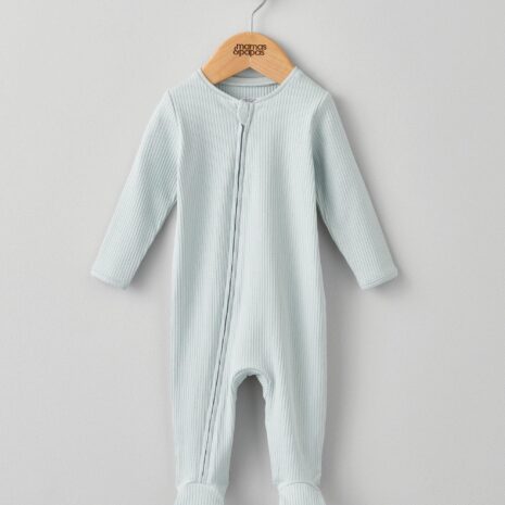 Mamas & Papas Organic Cotton Ribbed Sleepsuit - Blue