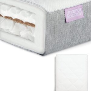 Mamas & Papas Luxury Twin Spring Cotbed Mattress & Quilted Waterproof Mattress Protector Bundle