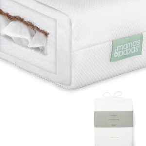 Mamas & Papas Premium Dual Core Cotbed Mattress & Cotbed Fitted Sheets (Pack of 2) Bundle