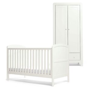 Mamas & Papas Dover Cotbed & Wardrobe Bundle - White