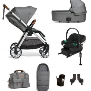 Mamas & Papas Flip XT2 7 Piece Complete Bundle with Aton B2 Car Seat and Base in Fossil Grey