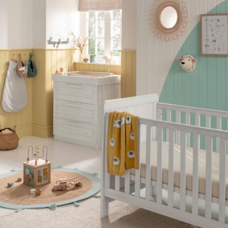 Mamas & Papas Atlas 2 Piece Cot Bed Set with Dresser Changer - Nimbus White