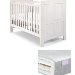 Mamas & Papas Atlas Cotbed Set with Luxury Twin Spring Mattress - Nimbus White