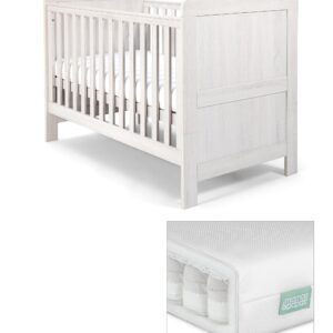 Mamas & Papas Atlas Cotbed Set with Premium Pocket Spring Mattress - Nimbus White