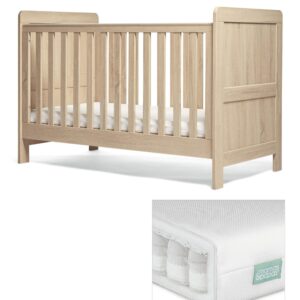 Mamas & Papas Atlas Light Oak Cotbed Set with Premium Pocket Spring Mattress