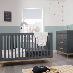 Mamas & Papas Austwick 2 Piece Furniture Set with Cotbed and Dresser Changer In Anthracite