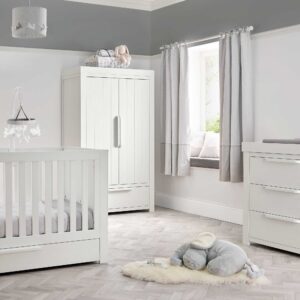 Mamas & Papas Franklin 3 Piece Cotbed Range with Dresser and Double Wardrobe - White Wash