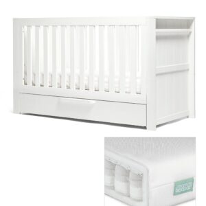 Mamas & Papas Franklin Cotbed Set with Premium Pocket Spring Mattress - White Wash