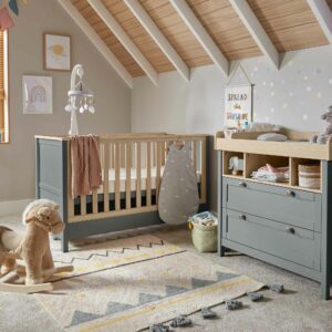 Mamas & Papas Harwell 2 Piece Baby Cot Bed & Dresser Changer Set - Grey