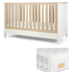 Mamas & Papas Harwell Cotbed Set with Essential Pocket Spring Mattress - White/Natural