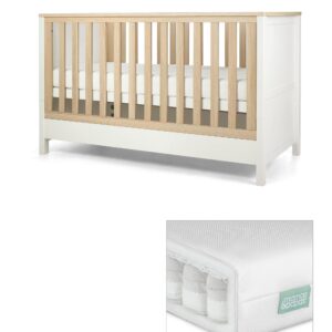 Mamas & Papas Harwell Cotbed Set with Premium Pocket Spring Mattress - White/Natural