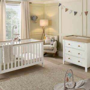 Mamas & Papas Wedmore 2 Piece Cotbed Set with Nursery Dresser Changer - White/Natural