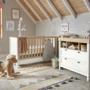 Mamas & Papas Harwell 2 Piece Baby Cot Bed Set with Dresser Changer - White