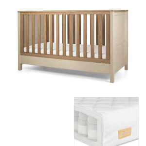 Mamas & Papas Harwell Cotbed & Essential Pocket Spring Mattress Bundle - Cashmere