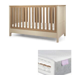 Mamas & Papas Harwell Cotbed & Luxury Twin Spring Mattress Bundle - Cashmere