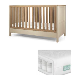 Mamas & Papas Harwell Cotbed & Premium Pocket Spring Mattress Bundle - Cashmere