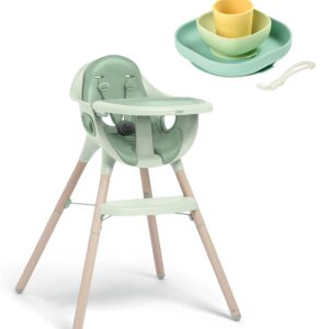 Mamas & Papas Juice Highchair & Beaba Silicone Meal Weaning Set Bundle - Eucalyptus/Blue