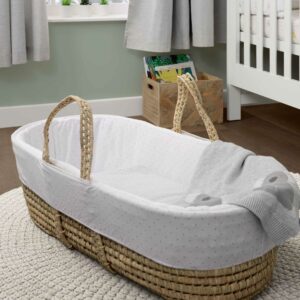 Mamas & Papas Moses Basket - Star/Stripe - White/Grey