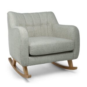 Mamas & Papas Hilston Cuddle Chair - Light Grey Textured Weave & Mid-Oak