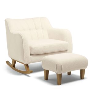 Mamas & Papas Hilston Cuddle Chair & Footstool - Off-White Boucle